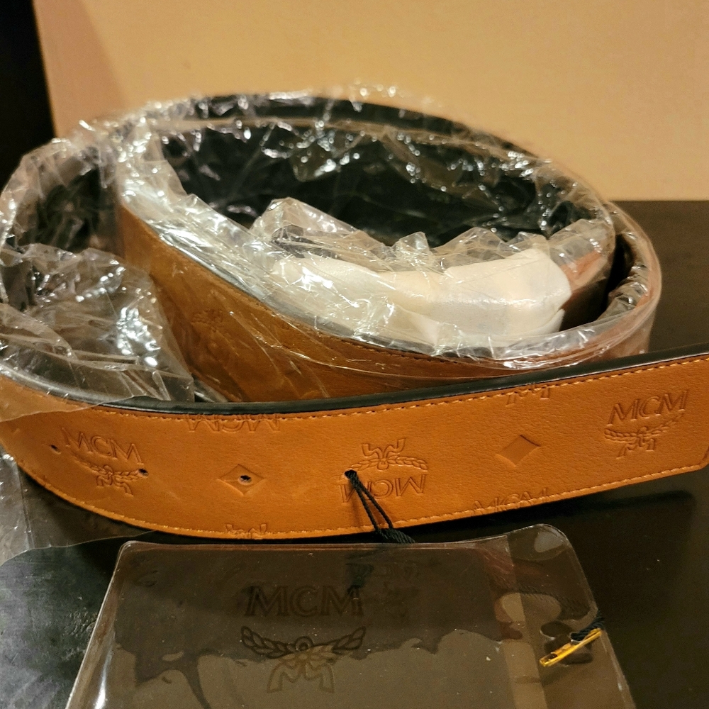 MCM MONOGRAM LEATHER BELT